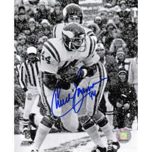 Chuck Foreman Signed Minnesota Vikings B&W Action 8x10 Photo