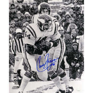 Chuck Foreman Signed Minnesota Vikings B&W Action 16x20 Photo