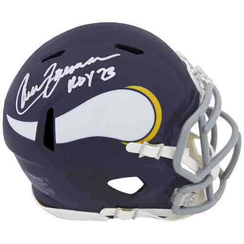 Chuck Foreman Signed Minnesota Vikings Throwback Riddell Speed Mini Helmet w/ROY'73