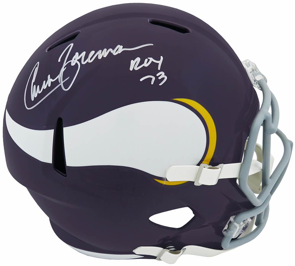 Cris Carter Signed Minnesota Vikings Throwback Riddell Speed Mini Helmet