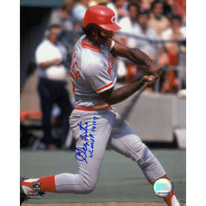 George Foster Signed Cincinnati Reds Swinging 8x10 Photo w/NL MVP 1977