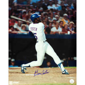 George Foster Signed New York Mets White Jersey Swinging 16x20 Photo