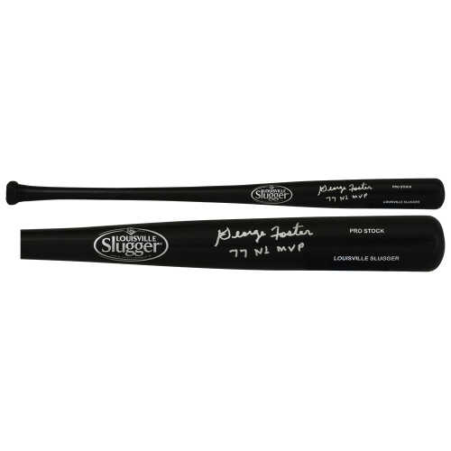 George Foster Signed Louisville Slugger Pro Stock Black Baseball Bat w/77 NL MVP - Image 2