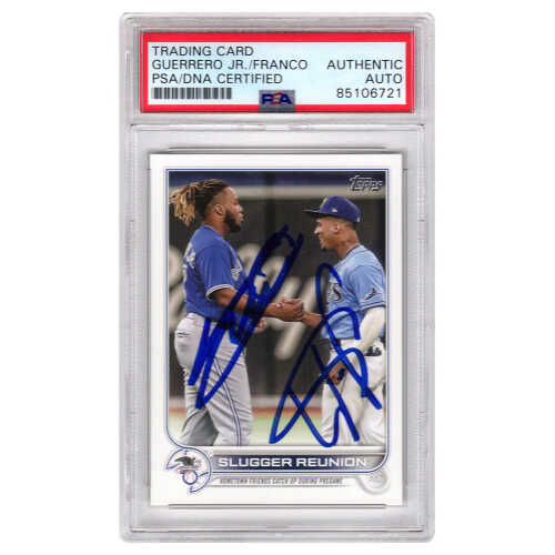 Vladimir Guerrero Jr & Wander Franco Signed 2022 Topps Slugger Reunion Baseball Card #329 - (PSA Encapsulated)