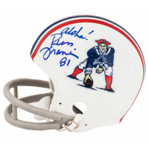 Russ Francis Signed New England Patriots Throwback 2-Bar Riddell (VSR4) Mini Helmet w/Aloha