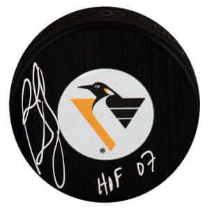 Ron Francis Signed Pittsburgh Penguins Retro Logo Hockey Puck w/HOF’07