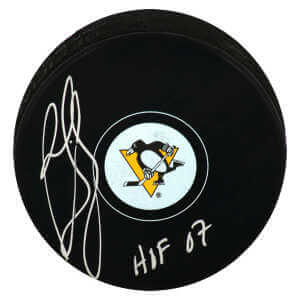 Ron Francis Signed Pittsburgh Penguins Logo Hockey Puck w/HOF’07