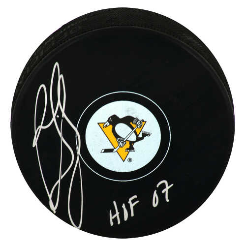 Ron Francis Signed Pittsburgh Penguins Logo Hockey Puck w/HOF'07