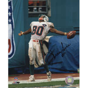 Irving Fryar Signed Miami Dolphins White Jersey Celebration 8x10 Photo
