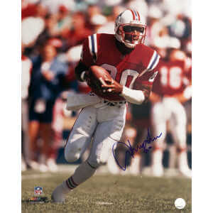 Irving Fryar Signed New England Patriots Red Jersey Action 16x20 Photo