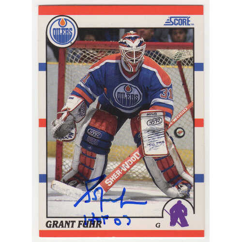 Grant Fuhr Signed Edmonton Oilers 1990-91 Score Hockey Trading Card #275 w/HOF'03