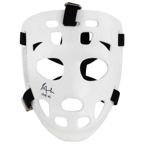 Grant Fuhr Signed White Throwback Hockey Goalie Mask With Black Straps w/HOF'03