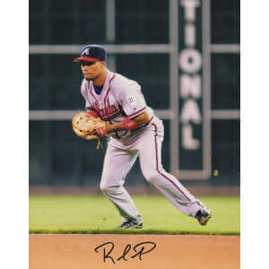 Rafael Furcal Signed Braves Gray Jersey Fielding Action 8x10 Photo