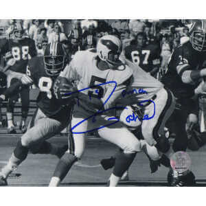 Roman Gabriel Signed Philadelphia Eagles B&W Action 8x10 Photo