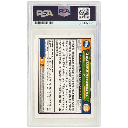 Armando Galarraga Signed Detroit Tigers 2008 Topps Update Rookie Baseball Card #UH153 - (PSA Encapsulated) - Image 2