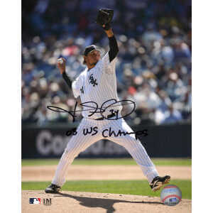 Freddy Garcia Signed Chicago White Sox Pitching Action 8x10 Photo w/05 WS Champs
