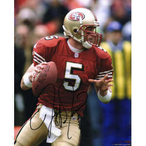 Jeff Garcia Signed San Francisco 49ers Red Jersey Passing Action 8&times;10 Photo