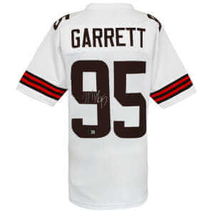 Myles Garrett Signed White Custom Football Jersey - (Beckett)