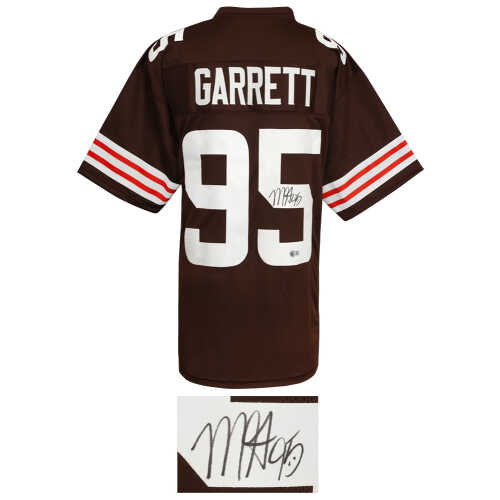 Myles Garrett Signed Brown With White #'s Custom Football Jersey (Beckett) - Image 2