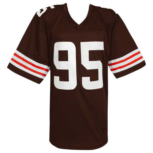 Myles Garrett Signed Brown With White #'s Custom Football Jersey (Beckett) - Image 3