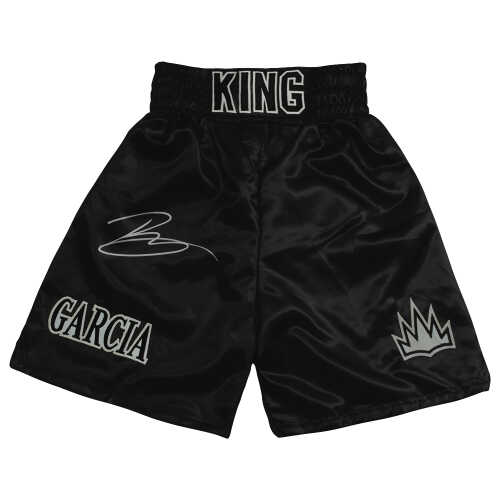 Ryan Garcia Signed King Garcia Black Trim Custom Boxing Trunks - (Beckett)