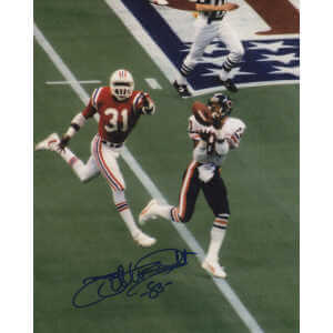 Willie Gault Signed Bears White Jersey Catch vs Patriots 8x10 Photo