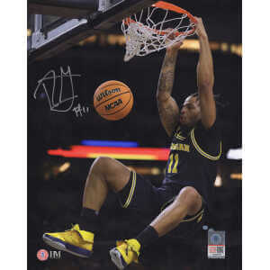 Roddy Gayle Jr. Signed Michigan Wolverines Navy Jersey Dunk 8x10 Photo