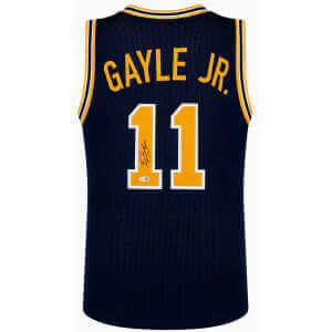 Roddy Gayle Jr. Signed Navy Custom College Basketball Jersey - (JSA)
