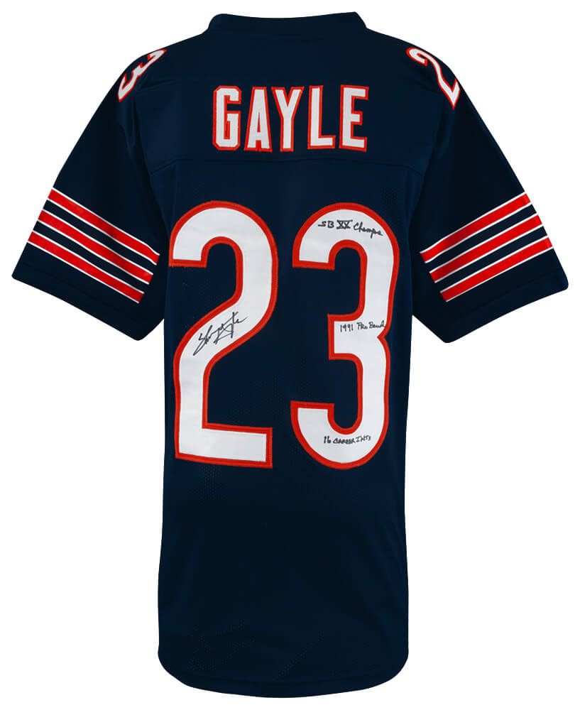 Shaun Gayle Signed Navy Custom Football Jersey w/3-Inscriptions