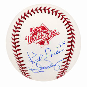 Kirk Gibson & Dennis Eckersley Dual Signed Rawlings 1988 World Series (Dodgers vs A's) Baseball