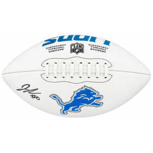 Jahmyr Gibbs Signed Detroit Lions Logo Wilson White Panel Football - (Fanatics)