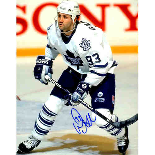 Doug Gilmour Signed Maple Leafs White Jersey Action 8x10 Photo