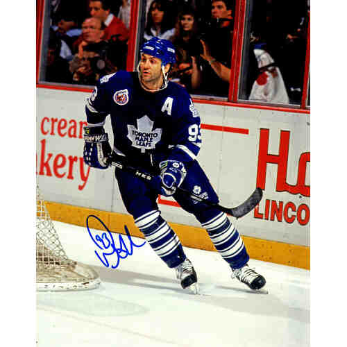 Doug Gilmour Signed Maple Leafs Blue Jersey Action 8x10 Photo