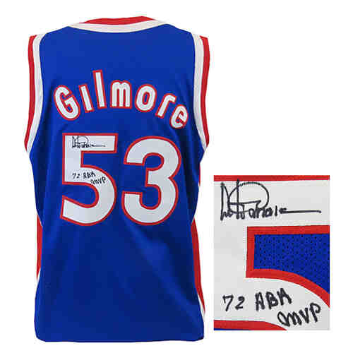 Artis Gilmore Signed Blue Throwback Custom Basketball Jersey w/72 ABA MVP
