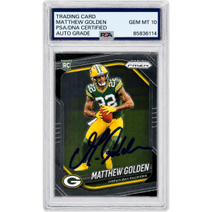 Matthew Golden Signed Packers 2025 Panini Prizm Rookie Football Card #326 - (PSA Encapsulated - Auto Grade 10)