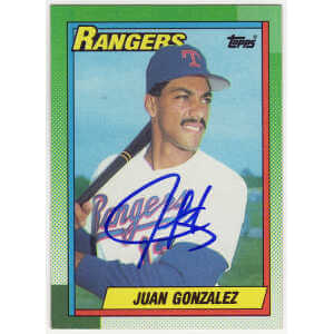 Juan Gonzalez Signed Texas Rangers 1990 Topps Rookie Baseball Card #331