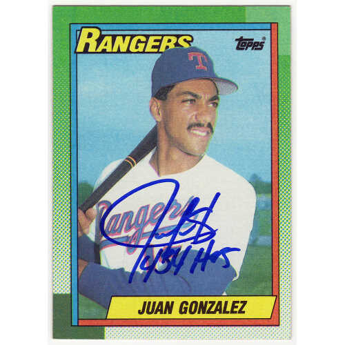 Juan Gonzalez Signed Texas Rangers 1990 Topps Rookie Baseball Card #331 w/434 HR's