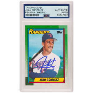 Juan Gonzalez Signed Texas Rangers 1990 Topps Rookie Baseball Card #331 – (PSA Encapsulated)