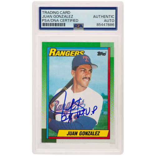 Juan Gonzalez Signed Texas Rangers 1990 Topps Rookie Baseball Card #331 w/2x MVP - (PSA Encapsulated)