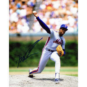 Dwight Gooden Signed NY Mets Grey Jersey Pitching At Wrigley 8x10 Photo