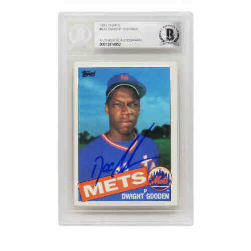 Dwight Gooden Signed New York Mets 1985 Topps Baseball Rookie Card #620 - (Beckett Encapsulated)