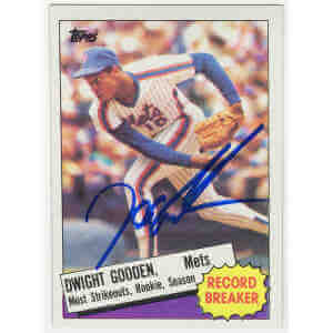 Dwight Gooden Signed Mets 1985 Topps Record Breaker Baseball Trading Card #3
