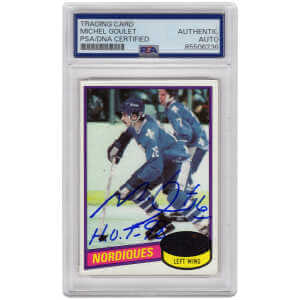 Michel Goulet Signed Quebec Nordiques 1980 Topps Rookie Hockey Trading Card #67 w/HOF'98 - (PSA Encapsulated)
