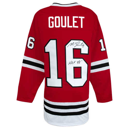 Michel Goulet Signed Red Custom Hockey Jersey w/HOF'98