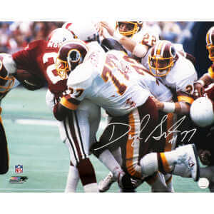 Darryl Grant Signed Washington Football Team White Jersey Tackle 16x20 Photo