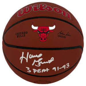 Horace Grant Signed Wilson Chicago Bulls Logo NBA Basketball w/3-Peat 91-93