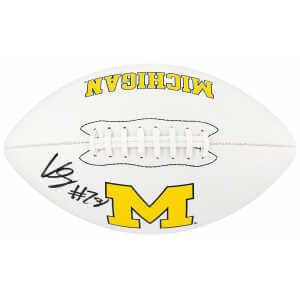 Kenneth Grant Signed Michigan Wolverines Logo Brands White Logo Football