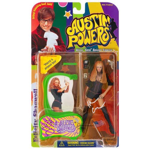 Heather Graham Signed Austin Powers Felicity Shagwell McFarlane Toys 1999 Action Figure (Orange Bubble)
