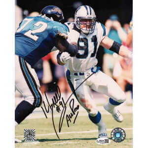 Kevin Greene Signed Carolina Panthers Action vs Jaguars 8x10 Photo w/All Pro - (JSA)