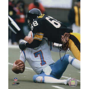 LC Greenwood Signed Pittsburgh Steelers Black Jersey Tackle 8x10 Photo